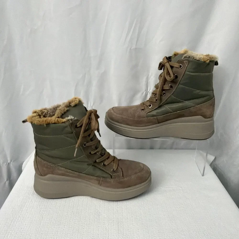 IGI & Co Boots Womens Size 6.5 Wedge Brown GoreTex Waterproof Faux Fur Lined 37